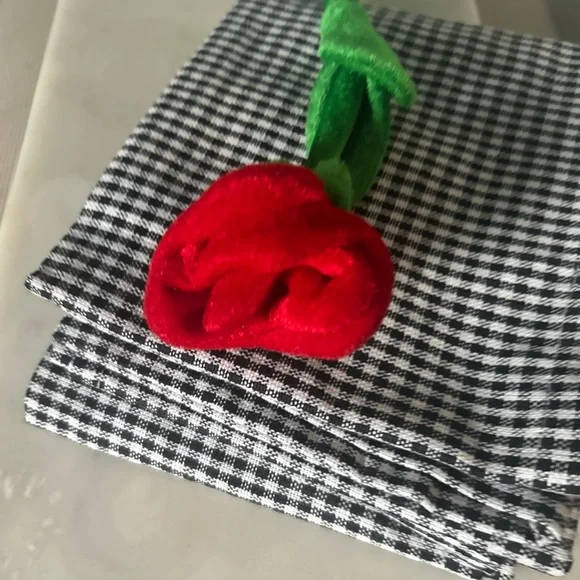 Black + White Mini Check Cloth Napkins Set of 6 New Condition - Picture 9 of 10